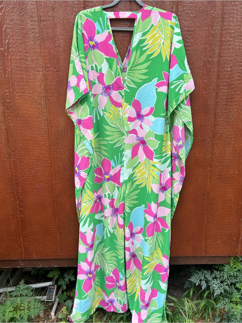 FKSP For Lake Style Pantry Tropical Floral Kaftan Maxi Dress Coverup XXS XS S - Picture 5 of 7